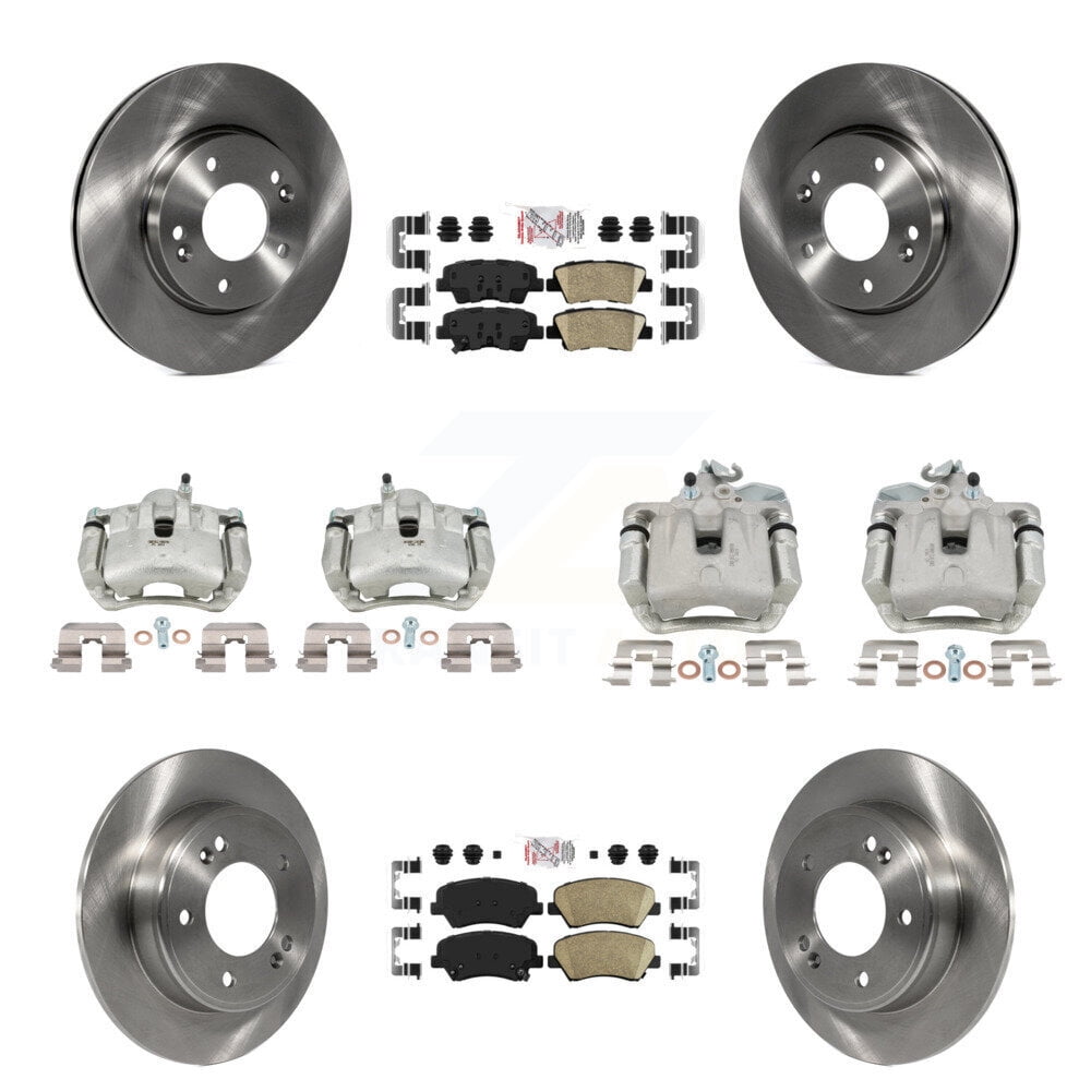 Transit Auto Front Rear Disc Brake Caliper Rotors and Ceramic Pads Kit