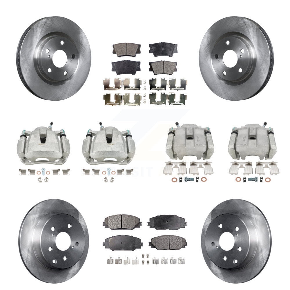 Transit Auto Front Rear Disc Brake Caliper Rotors and Ceramic Pads Kit (10Pc) for Car Toyota RAV4 KC8-100989T