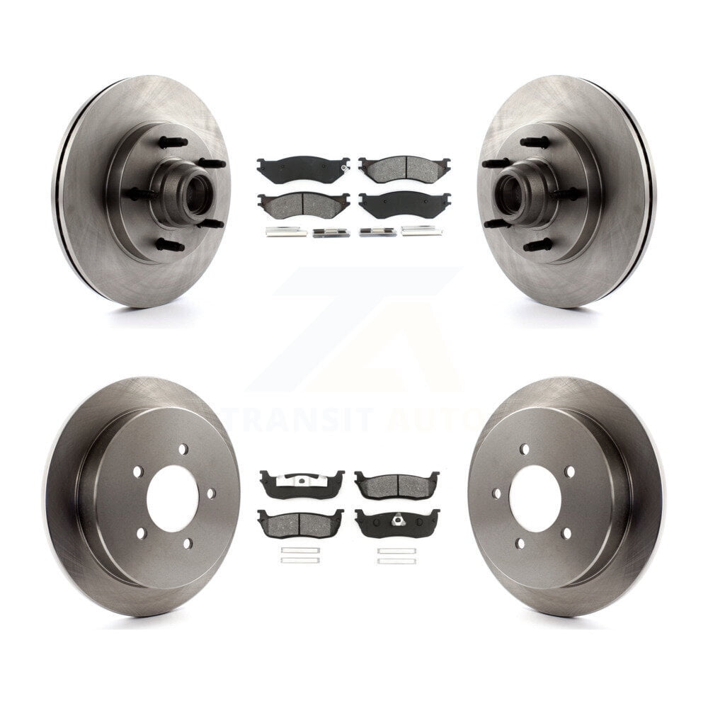 Transit Auto Front Rear Disc Brake Rotors and Semi-Metallic Pads Kit ...
