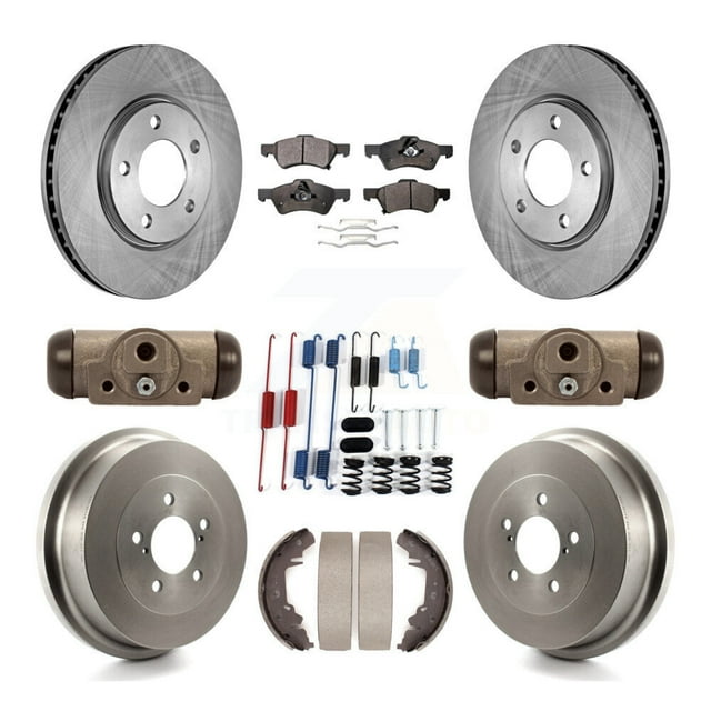 Transit Auto Front Rear Disc Brake Rotors Ceramic Pads and Drum Kit (9Pc) for Car Dodge Chrysler