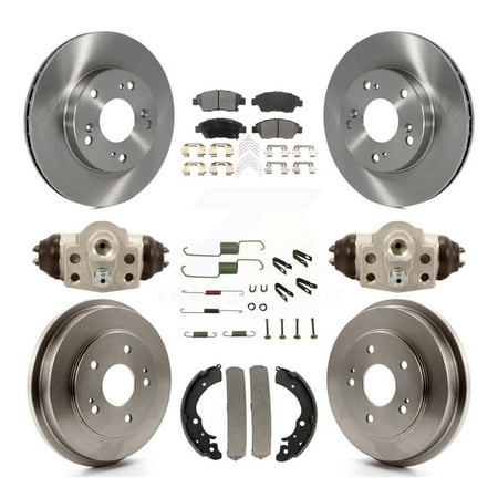 Transit Auto Front Rear Disc Brake Rotors Semi-Metallic Pads and Drum Kit (9Pc) for Car 2006-2008 Honda Civic Hybrid K8F-102471