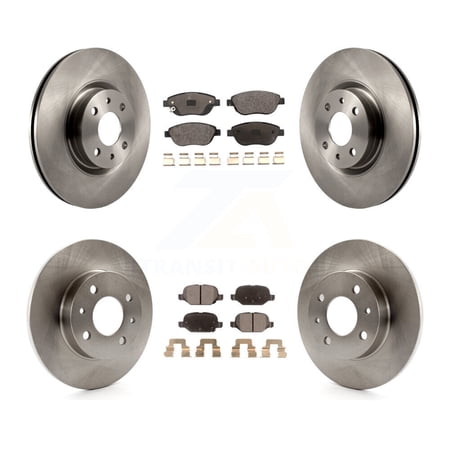 Transit Auto Front Rear Disc Brake Rotors and Ceramic Pads Kit for Car 2012-2013 Fiat 500 Turbocharged with GAS engine K8T-103234