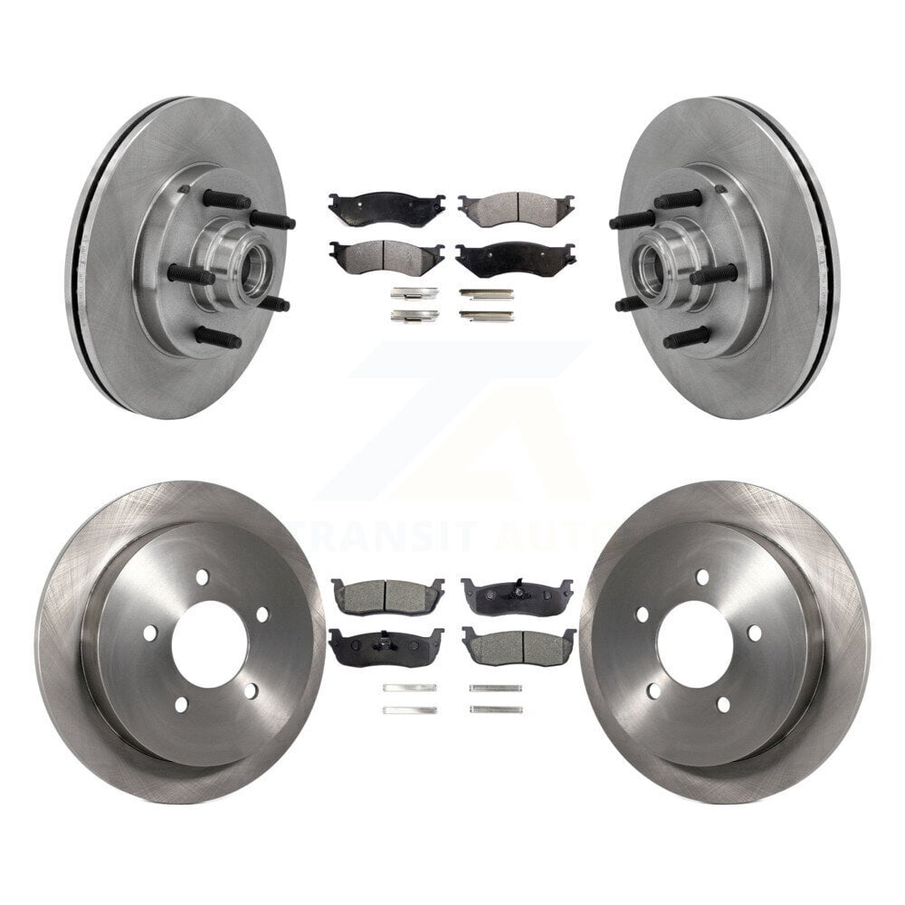 Transit Auto Front Rear Disc Brake Rotors and Semi-Metallic Pads Kit ...