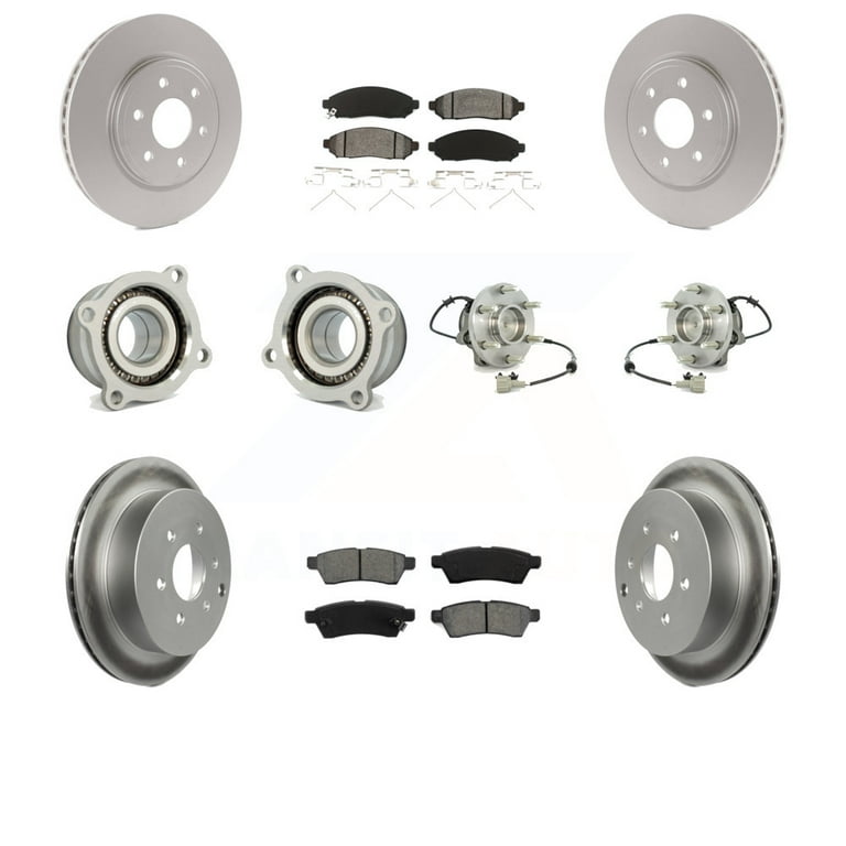 Transit Auto Front Rear Hub Bearings Assembly Coated Disc Brake Rotors and  Semi-Metallic Pads Kit (10Pc) for Car Nissan Frontier Xterra Suzuki Equator 