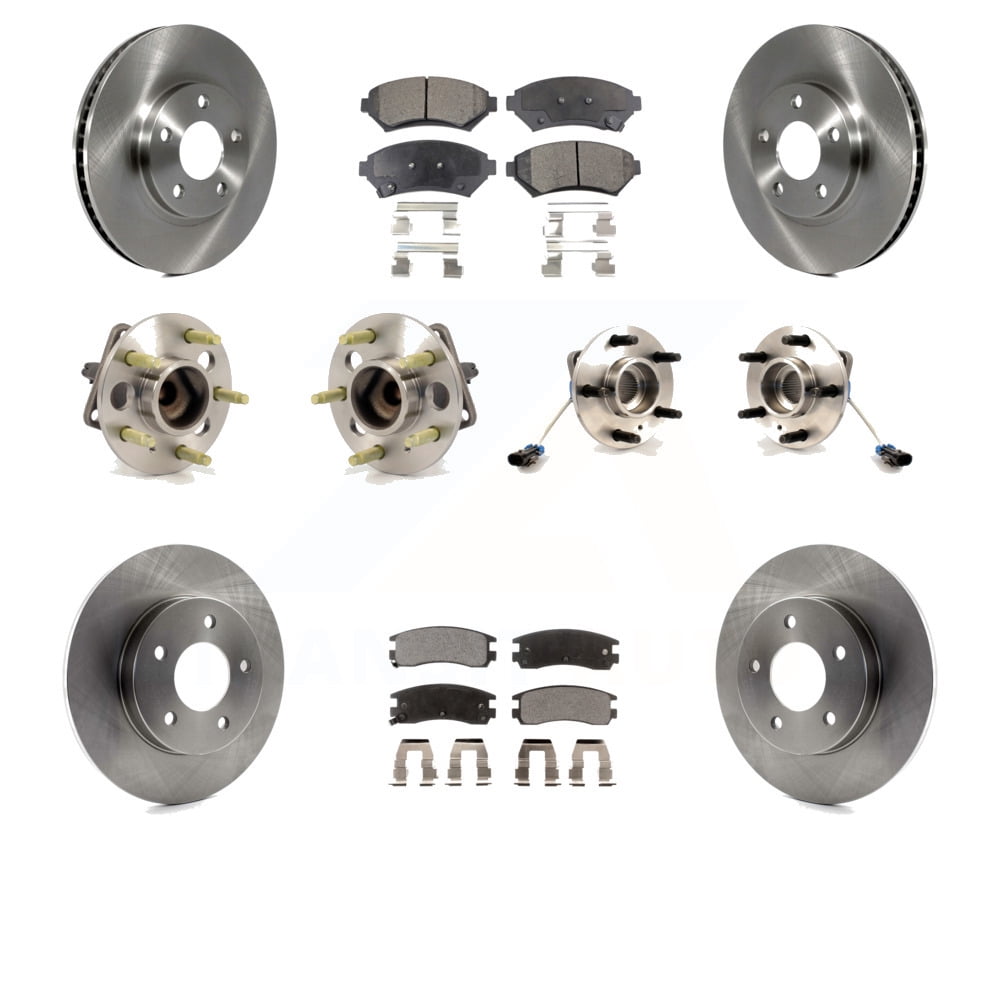 Transit Auto Front Rear Hub Bearings Assembly Disc Brake Rotors and Semi-Metallic Pads Kit (10Pc) for Car 1997-1999 Buick Park Avenue Oldsmobile Aurora Riviera KBB-108746