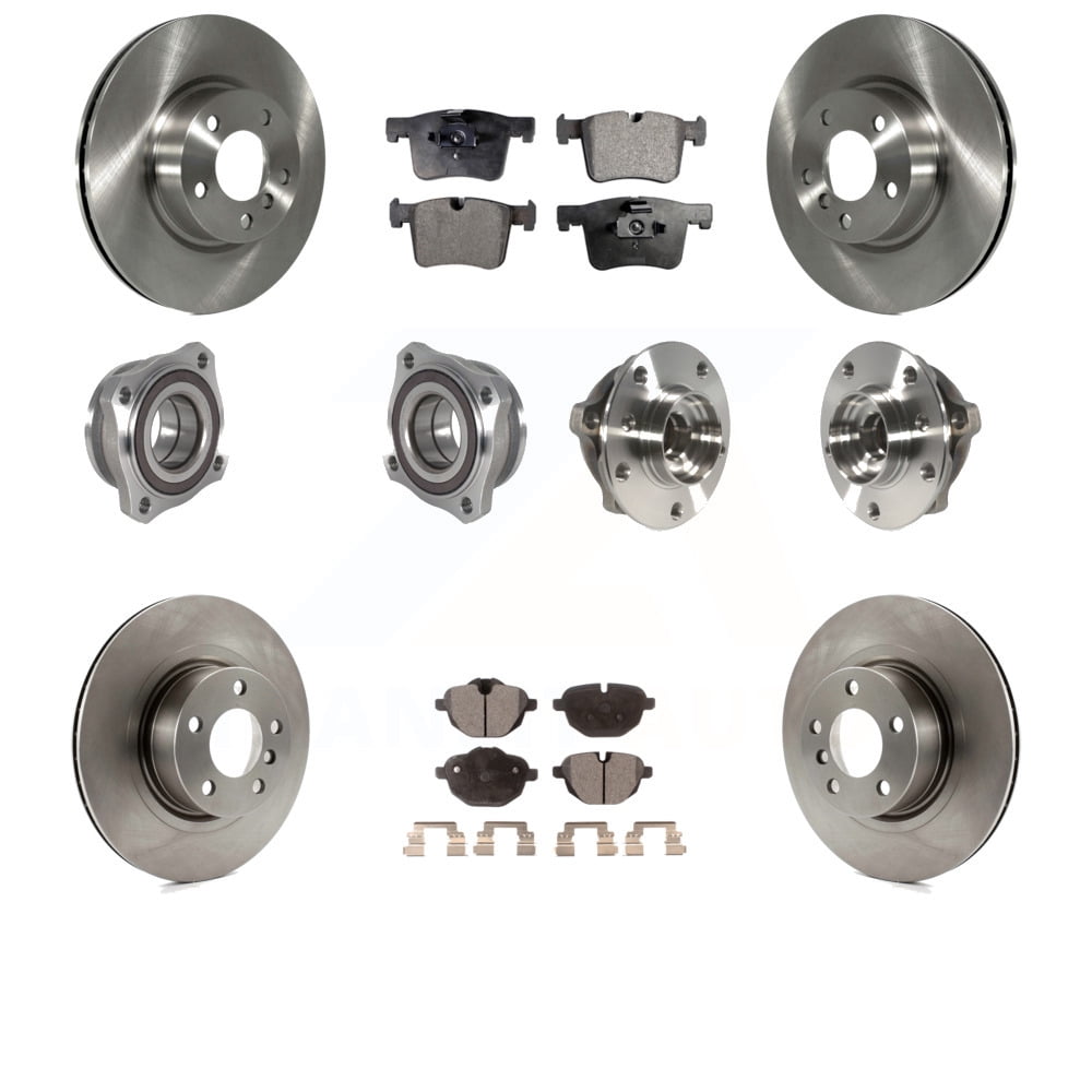 Transit Auto Front Rear Hub Bearings Assembly Disc Brake Rotors and Ceramic Pads Kit (10Pc) for Car BMW X3 X4 KBB-123893