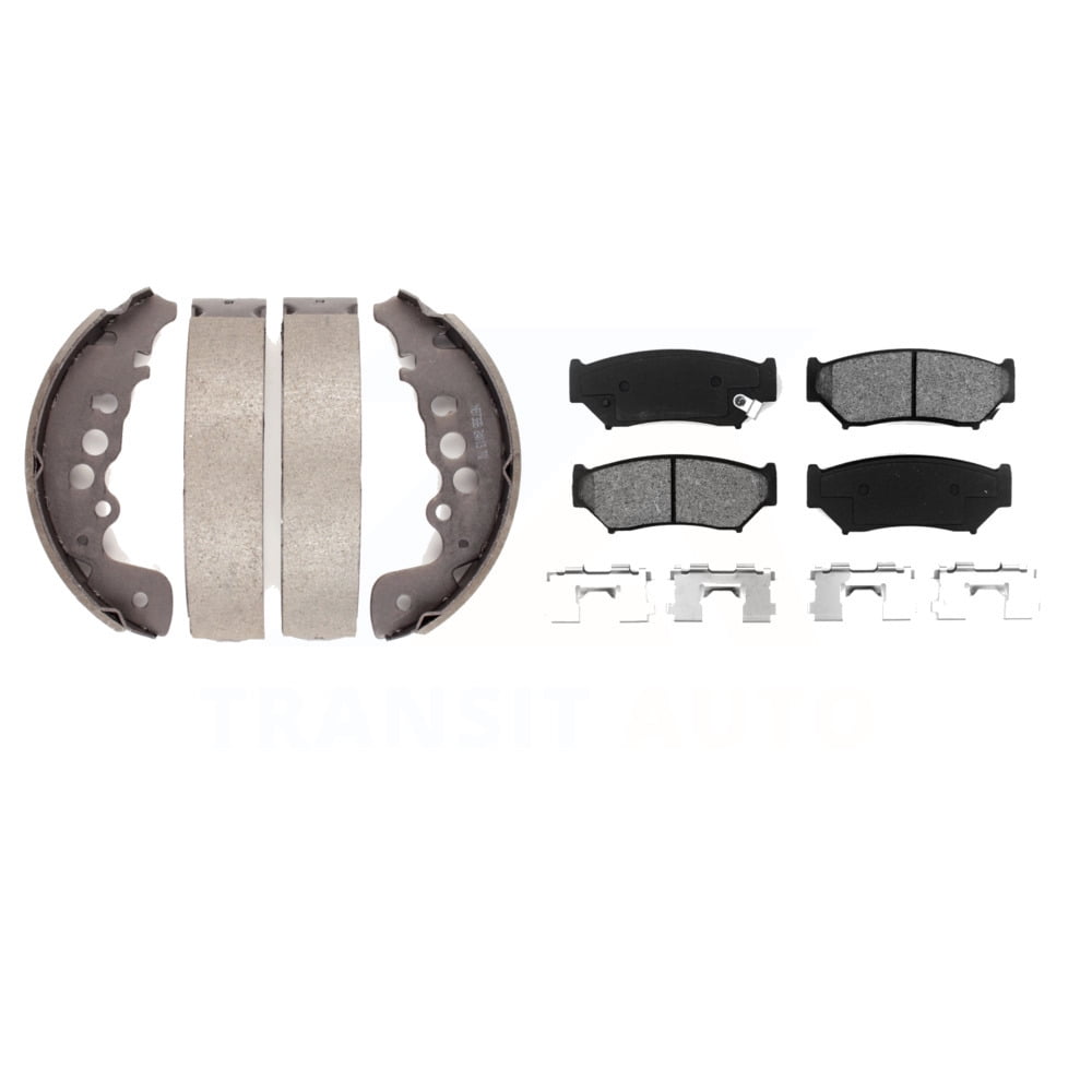 Transit Auto Front Rear Semi-Metallic Brake Pads and Drum Shoes Kit for Car 1999-2004 Chevrolet Tracker Suzuki Vitara KSN-100128