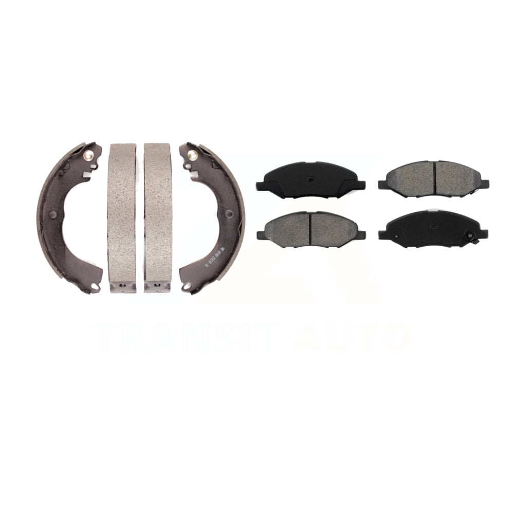 Transit Auto Front Rear Semi-Metallic Brake Pads and Drum Shoes Kit for Car 2009-2011 Nissan Versa 1.6L KSN-100033
