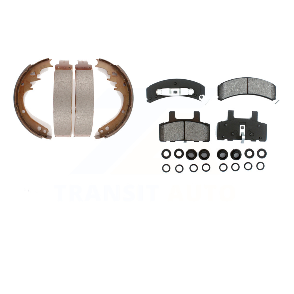 Transit Auto Front Rear Semi-Metallic Brake Pads and Drum Shoes Kit for Car Dodge Ram 1500 Cadillac DeVille KSN-100068