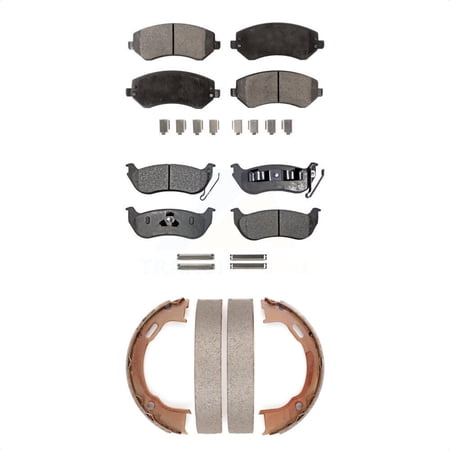 Transit Auto Front Rear Semi-Metallic Brake Pads and Parking Shoes Kit for Car 2003-2007 Jeep Liberty KFN-100763