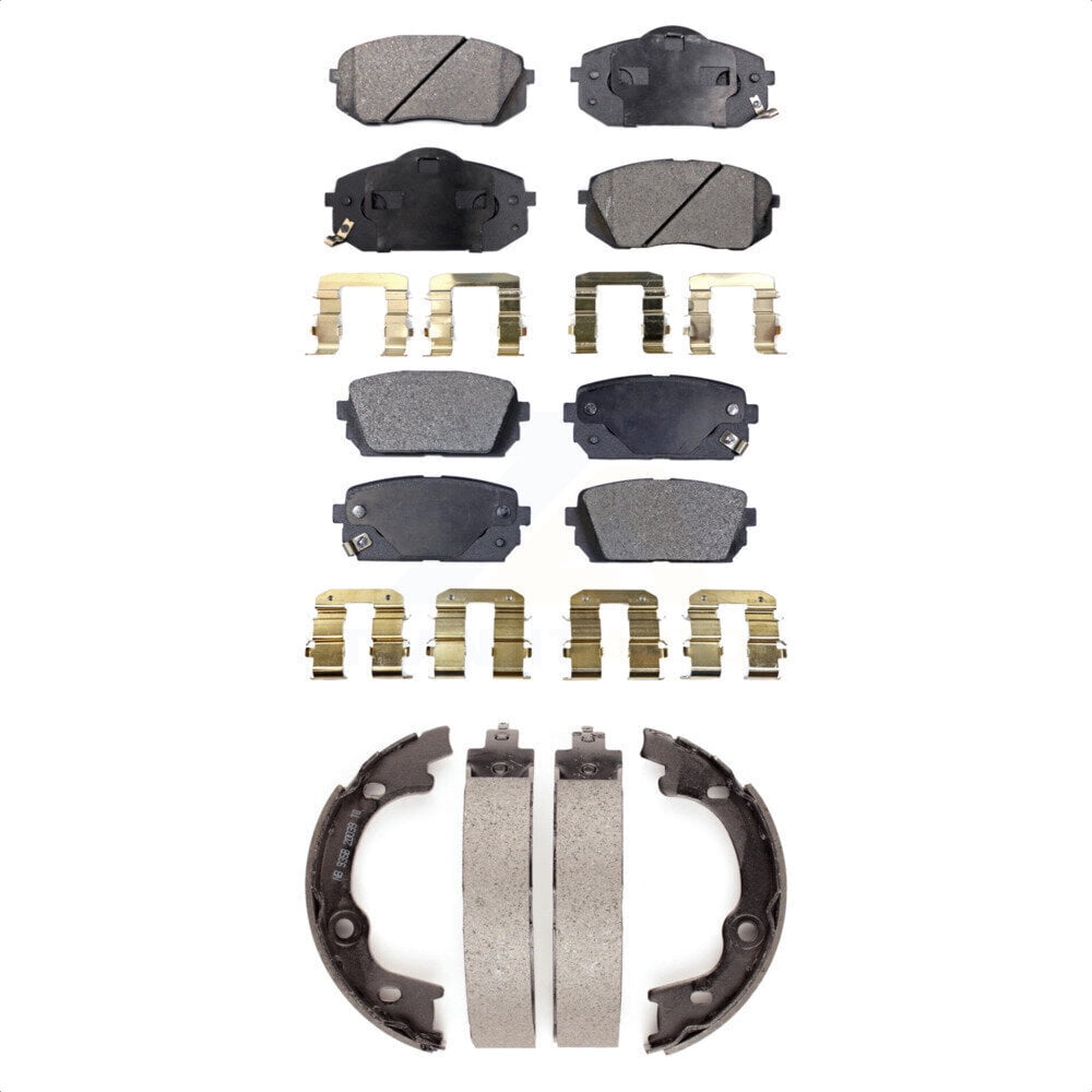 Transit Auto Front Rear SemiMetallic Brake Pads and Parking Shoes Kit