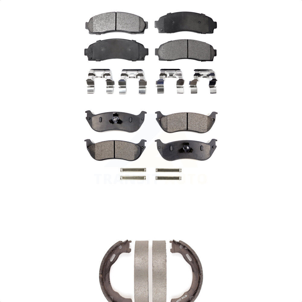 Transit Auto Front Rear Semi-Metallic Brake Pads and Parking Shoes Kit for Car Ford Explorer Mercury Mountaineer KFN-100500