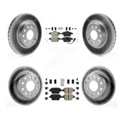 Transit Auto Front Rear Semi-Metallic Pads and Coated Disc Brake Rotors Kit for Car 2013 Volkswagen Beetle 2.5L with 253mm Diameter Rotor KGA-101990