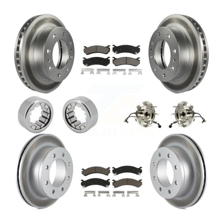 Transit Auto Front Rear Hub Bearing Assembly Coated Disc Brake Rotor and Ceramic Pads Shoe Kit (10Pc) for Car Chevrolet Silverado 2500 GMC Sierra Suburban Yukon XL Avalanche Left Right Side KBB-121634