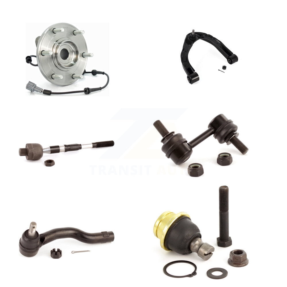 Transit Auto Front Right Bearing Assembly Upper Control Arm with Ball Joint Lower Outer Inner Tie Rod Sway Bar Stabilizer Link Kit (6Pc) for Car Nissan TITAN Armada INFINITI QX56 K7T-107460