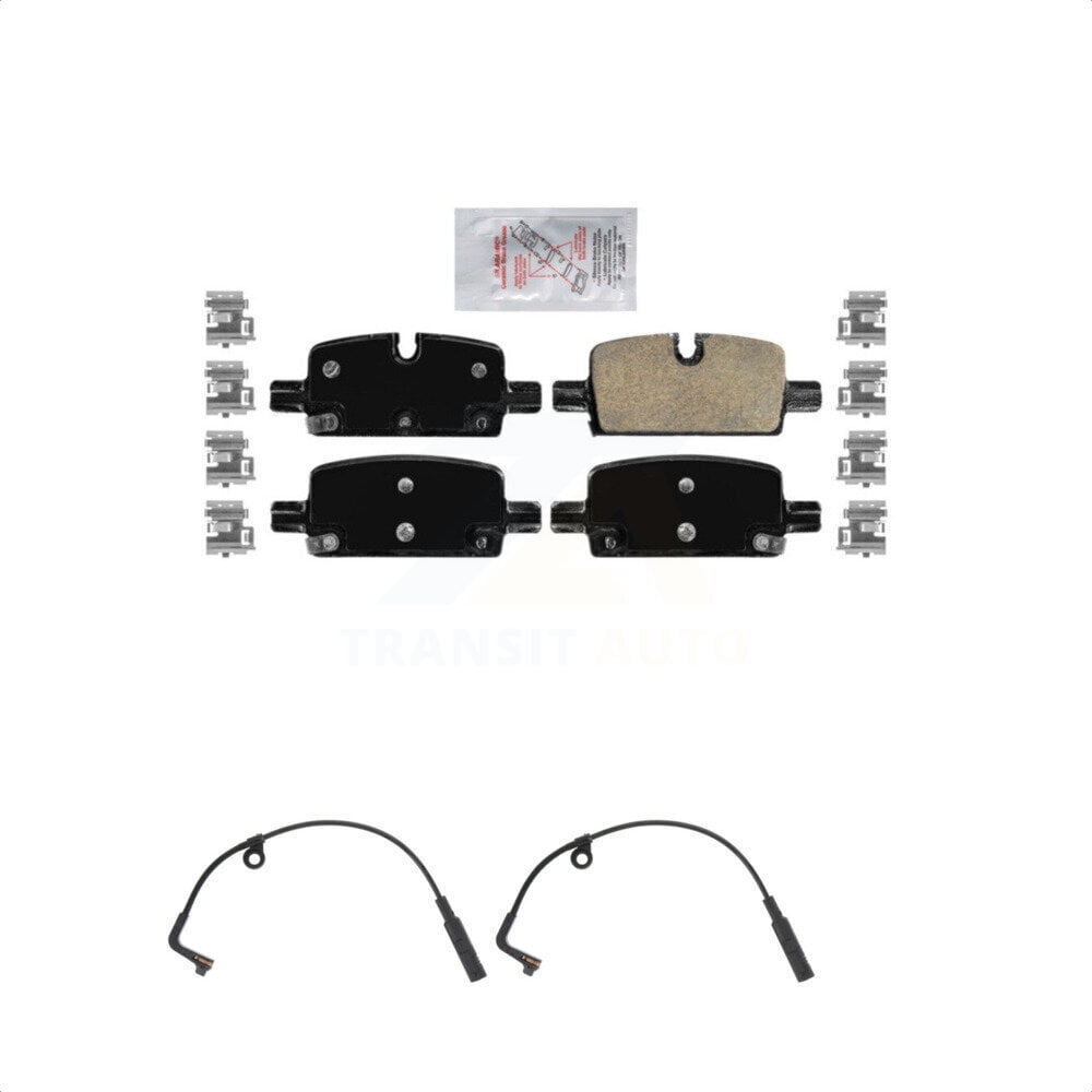 Transit Auto Rear Ceramic Disc Brake Pads and Wear Sensors Kit for Car