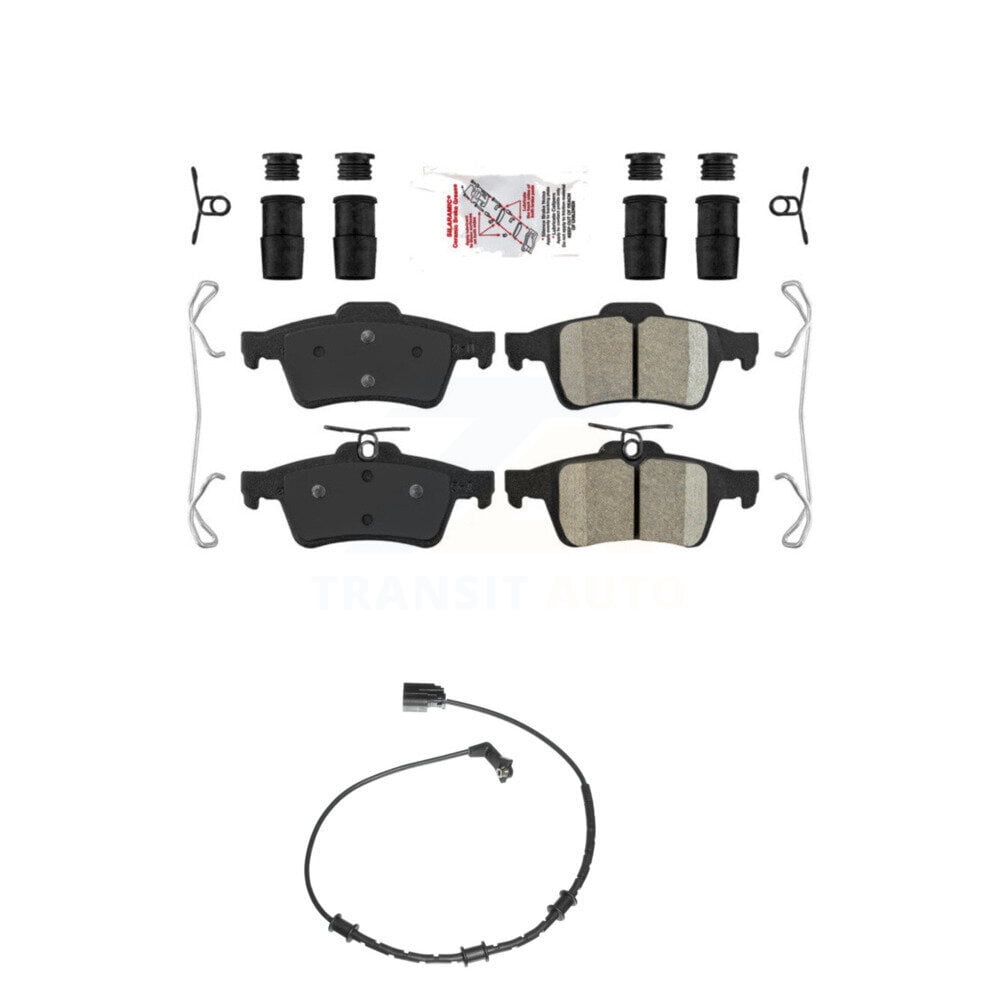 Transit Auto Rear Ceramic Disc Brake Pads and Wear Sensors Kit for Car