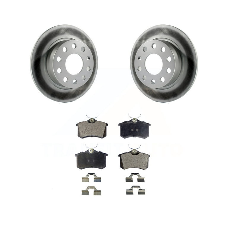Transit Auto - Rear Coated Disc Brake Rotors And Ceramic Pads Kit For 2011  Volkswagen Jetta With 253mm Diameter Rotor KGT-101620