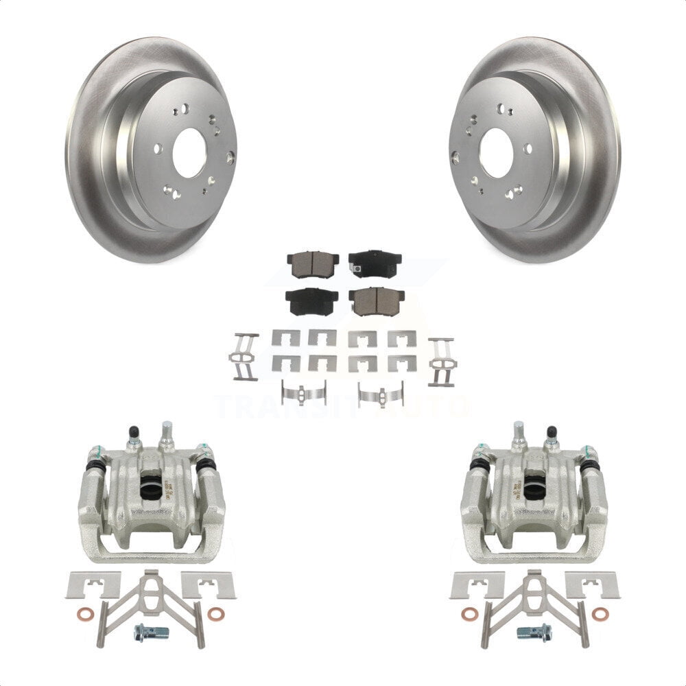 Transit Auto Rear Disc Brake Caliper Coated Rotors and Ceramic Pads Kit