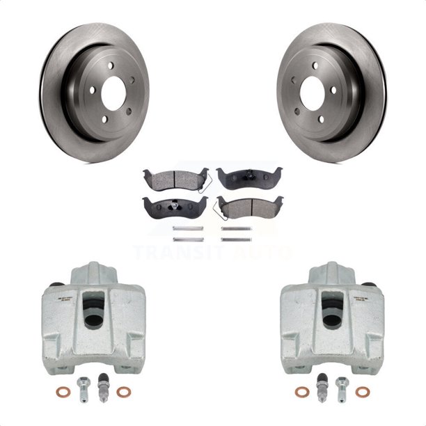 Transit Auto Rear Disc Brake Caliper Rotors and Ceramic Pads Kit