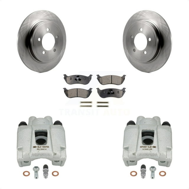 Transit Auto Rear Disc Brake Caliper Rotors and Ceramic Pads Kit for