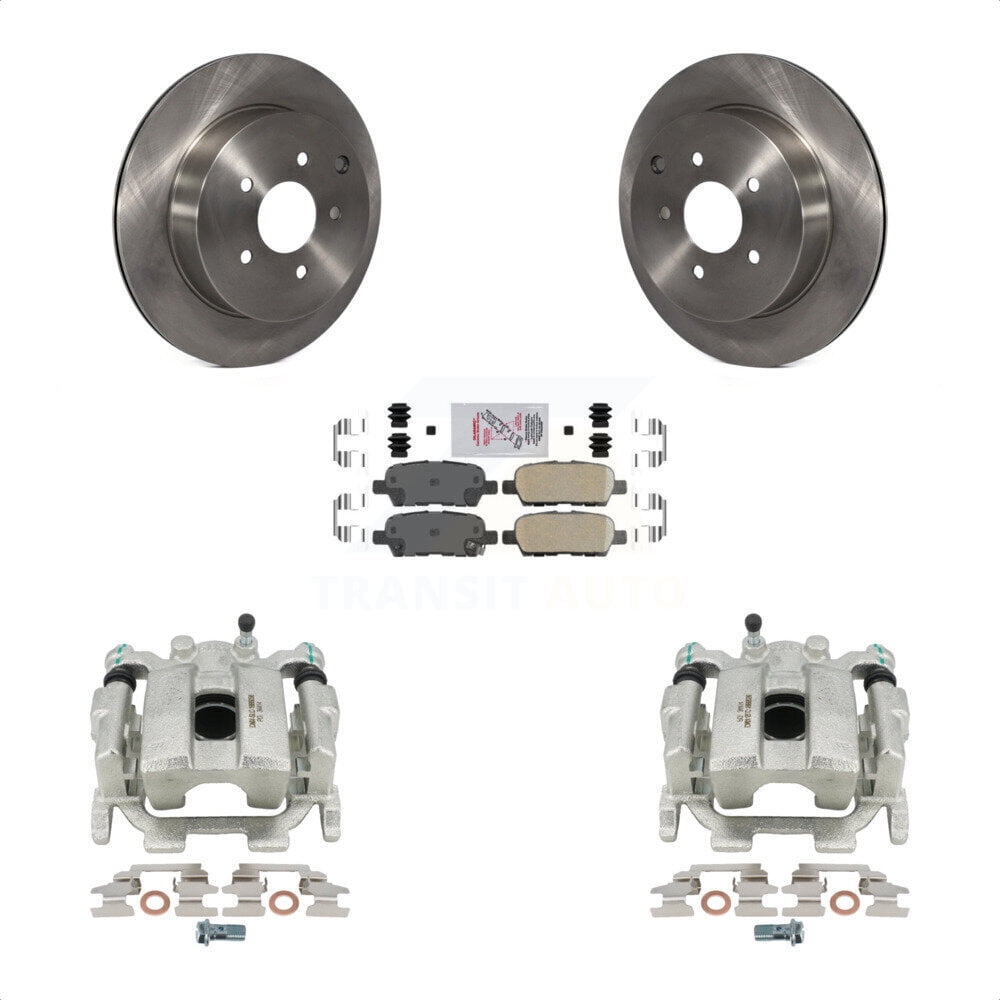 Transit Auto Rear Disc Brake Caliper Rotors and Ceramic Pads Kit for