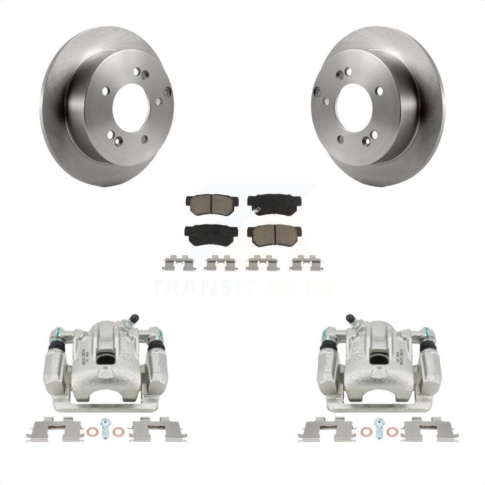 Transit Auto Rear Disc Brake Caliper Rotors and Ceramic Pads Kit for