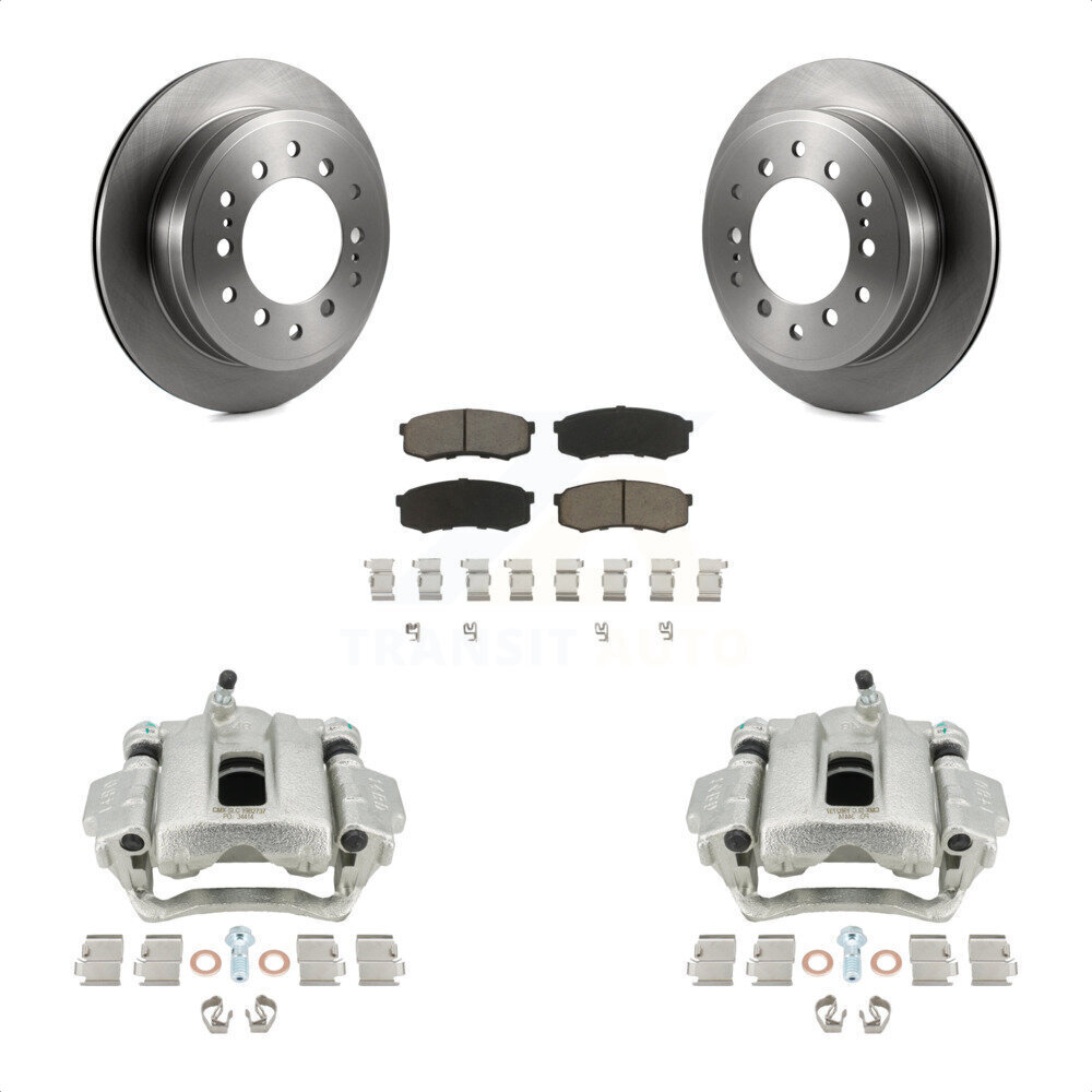 Transit Auto Rear Disc Brake Caliper Rotors and Ceramic Pads Kit for