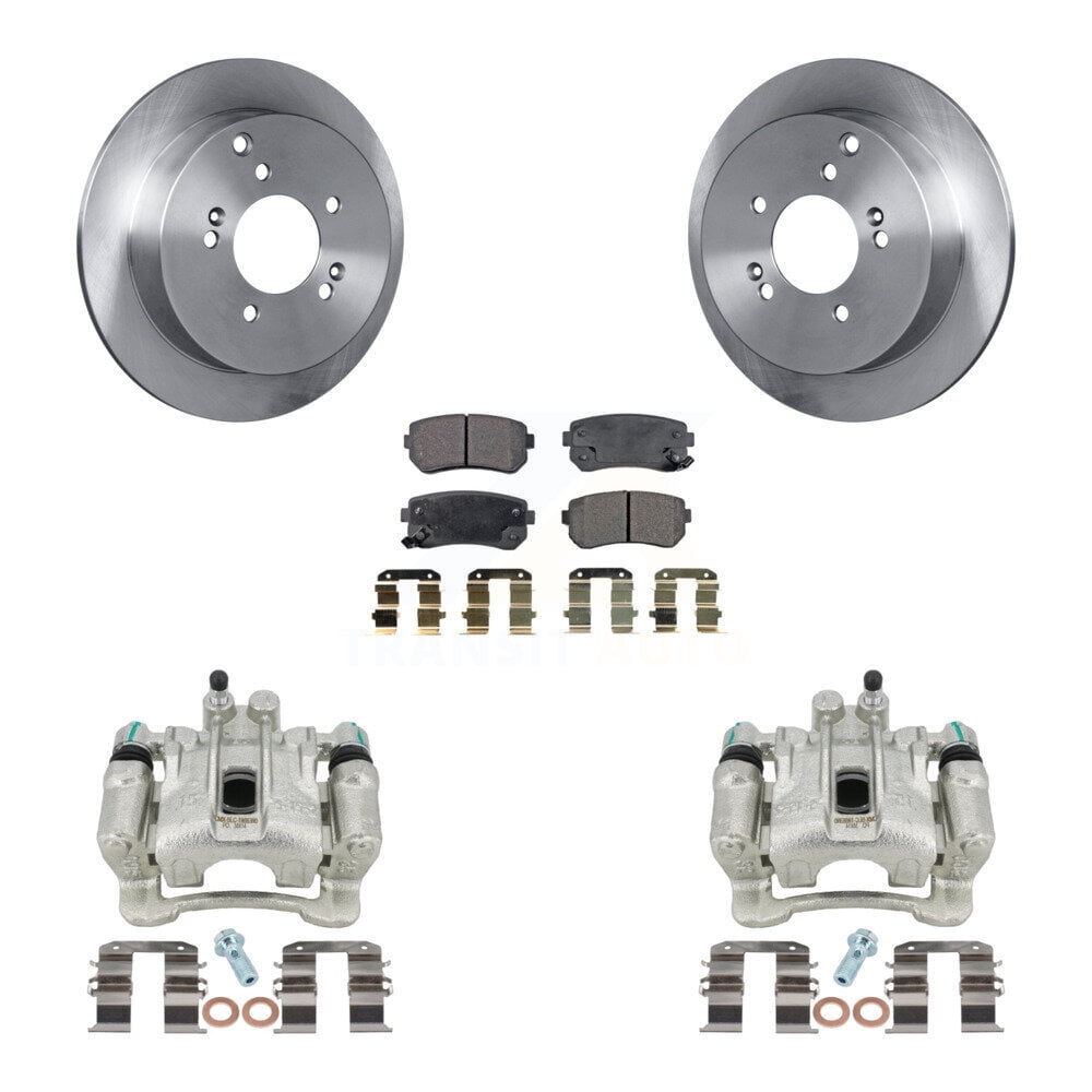 Transit Auto Rear Disc Brake Caliper Rotors and Semi-Metallic Pads Kit ...