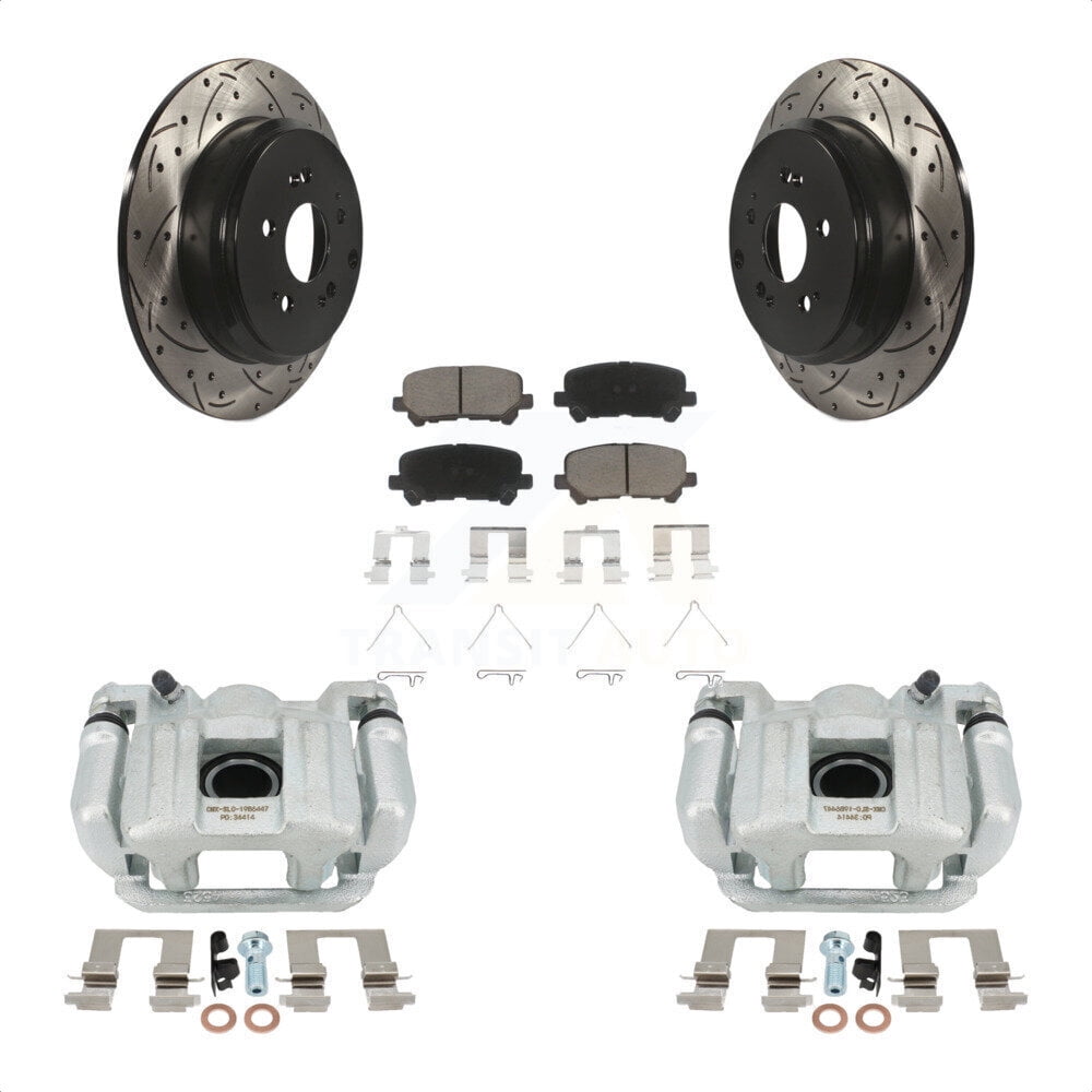 Transit Auto Rear Disc Brake Coated Caliper Drilled Slotted Rotors And