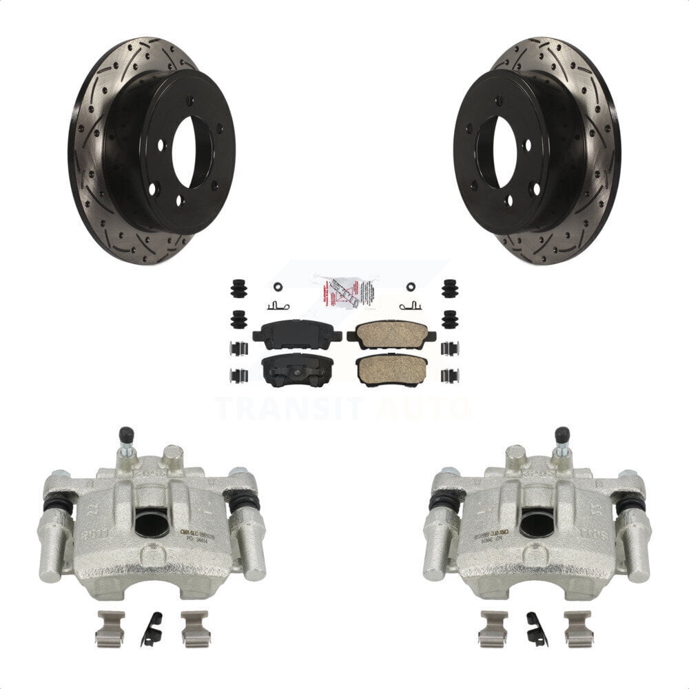 Transit Auto Rear Disc Brake Coated Caliper Drilled Slotted Rotors And