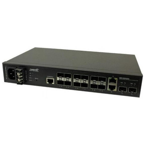 Managed Gigabit Ethernet Fiber Switch 12 100/1000Base-X SFP Slots + 2 1G/10GBase-X SFP+ Slots + 2 10/100/1000Base-T RJ-45 Ports