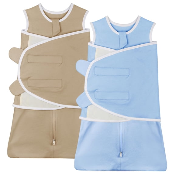 Transition Swaddle 0-3 Months Sleep Sack Swaddles for Newborns, 2-Pack Arms up Swaddle 0-3 Months with Zipper 100% Cotton 0.8 Tog Transitional Sleep Swaddle Sack for Boy Girl (Small 5-14lbs)