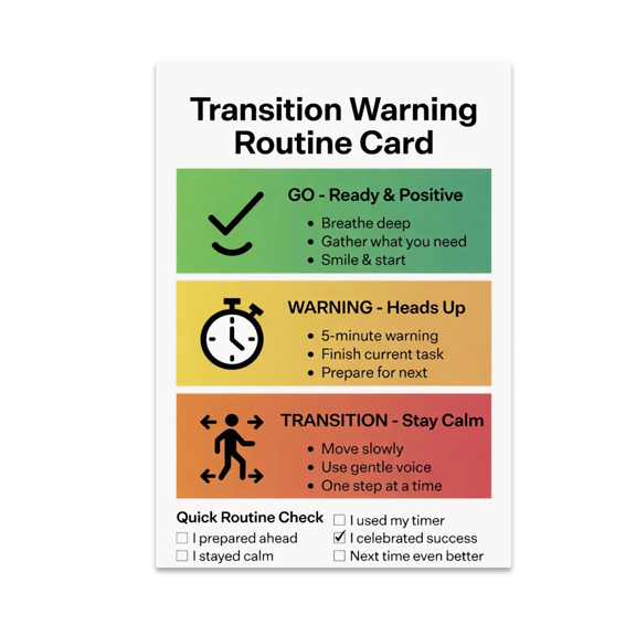 Transition Warning Routine Card - Emotional Regulation Enthusiast - 13x19 Poster Print