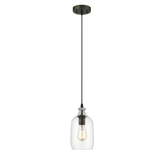 Transitional 1 Light 5.5" Mini Ceiling Pendant with Glass Downlight, Bronze