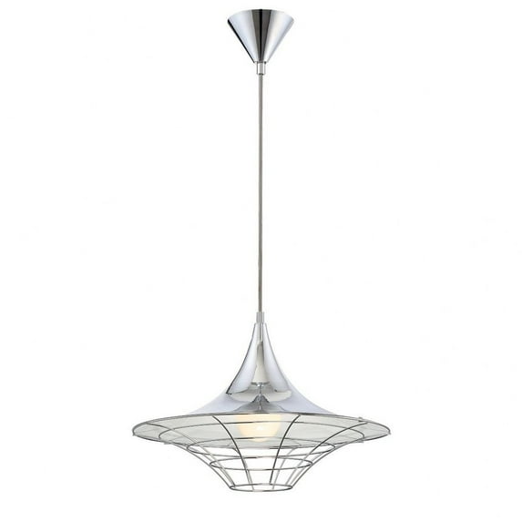 Transitional 1-Light Pendant with Metal Cage 11.25 inches Pendants-Chrome Finish Bailey Street Home 79-Bel-2041418