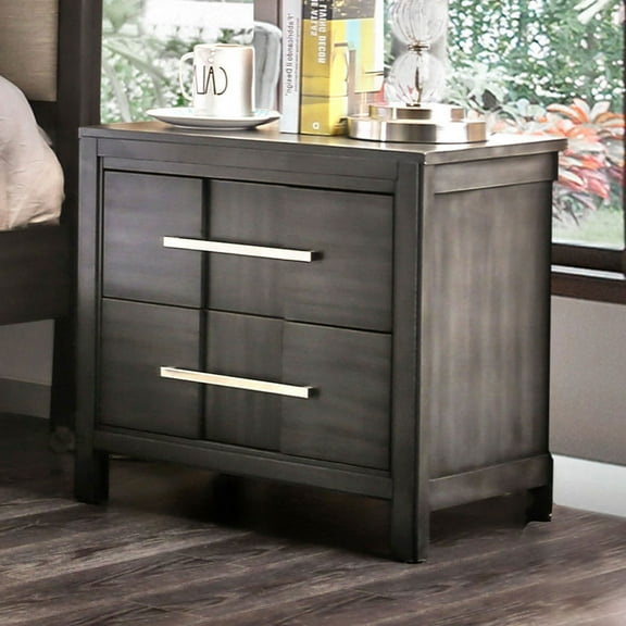 Transitional 1pc Nightstand Gray Color English Dovetail Drawer Construction Bedside Tabl