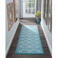 thumbnail image 1 of Transitional 2x11 Area Rug (2'3'' x 11') Floral Teal, Ivory Indoor Runner Easy to Clean, 1 of 7