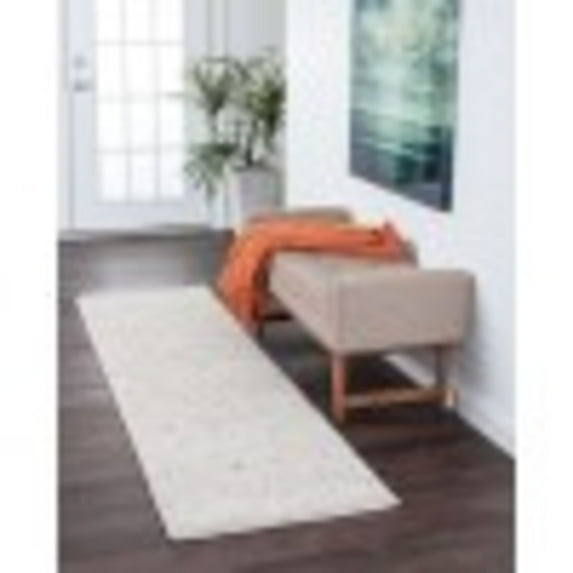 Transitional 2x12 Area Rug Shag Thick (2'3'' x 11'9'') Scroll Cream, Beige Indoor Runner Easy to Clean