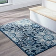 thumbnail image 1 of Transitional 2x3 Area Rug (2' x 3') Floral Navy, Aqua Indoor Scatter Easy to Clean, 1 of 7