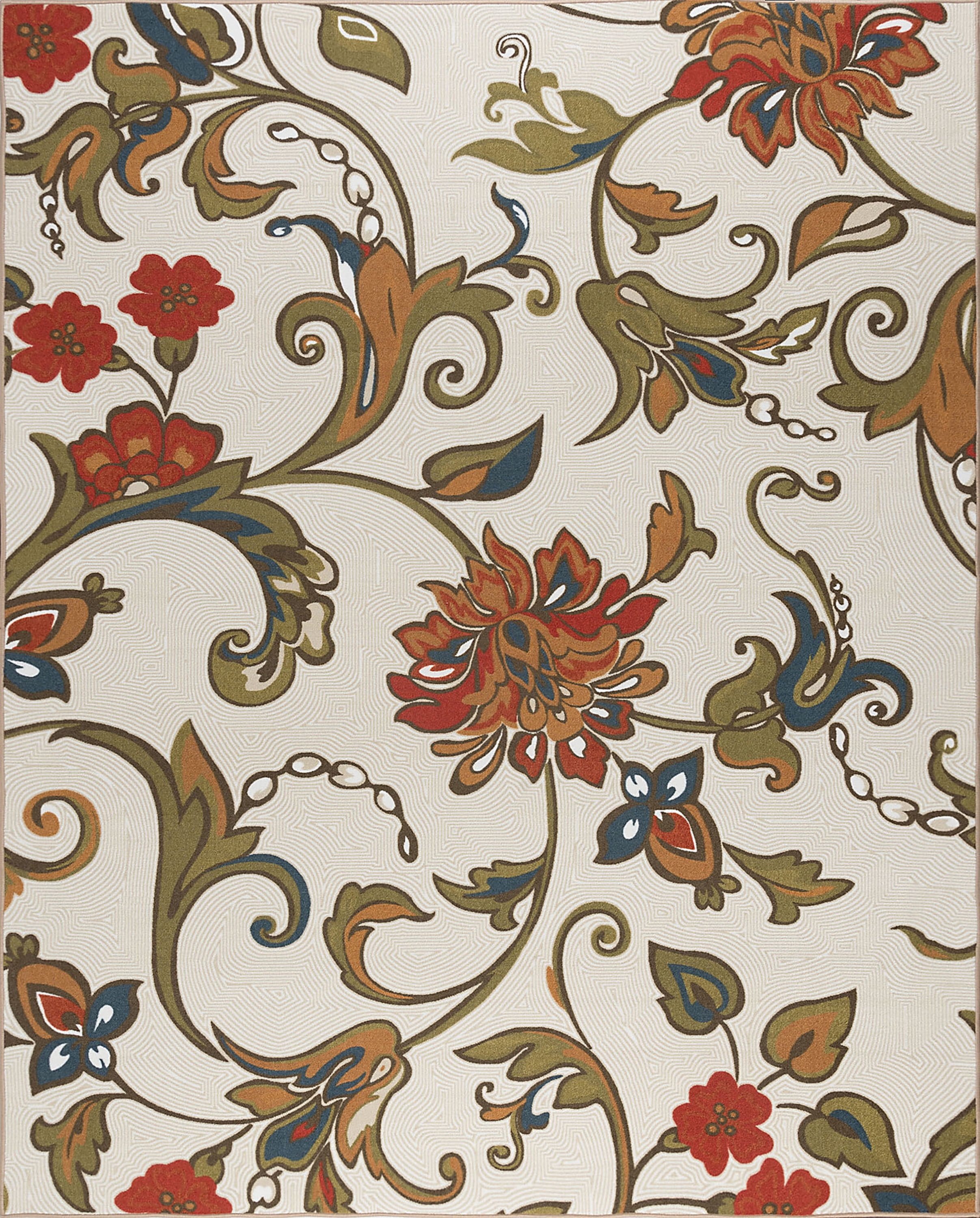 Transitional 2x3 Area Rug (2' x 3') Floral Navy, Gold Indoor Scatter Easy to Clean