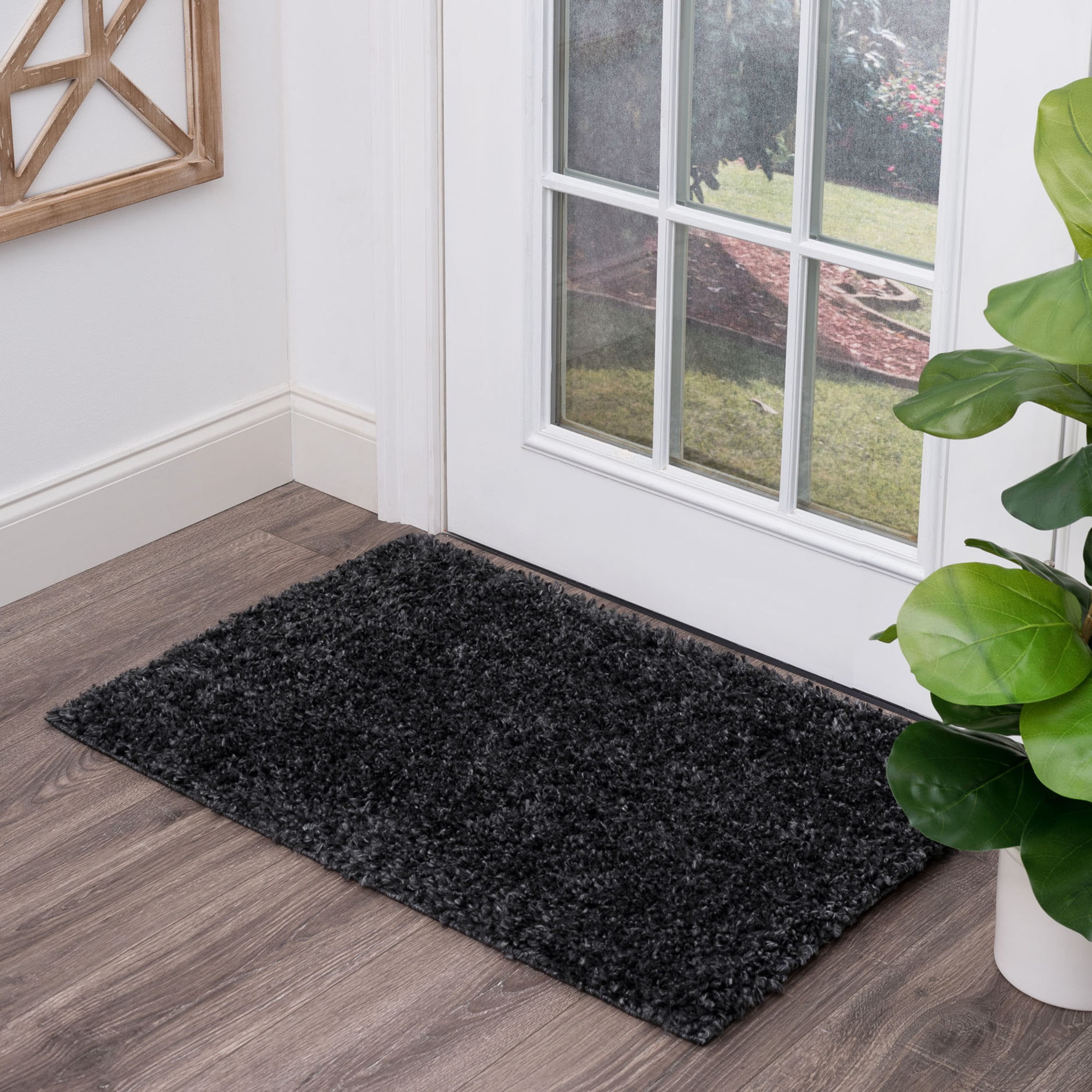 Bliss Rugs Transitional Solid Color 2' x 3' Dark Gray Polypropylene Indoor Area Rug, 2' x 3'