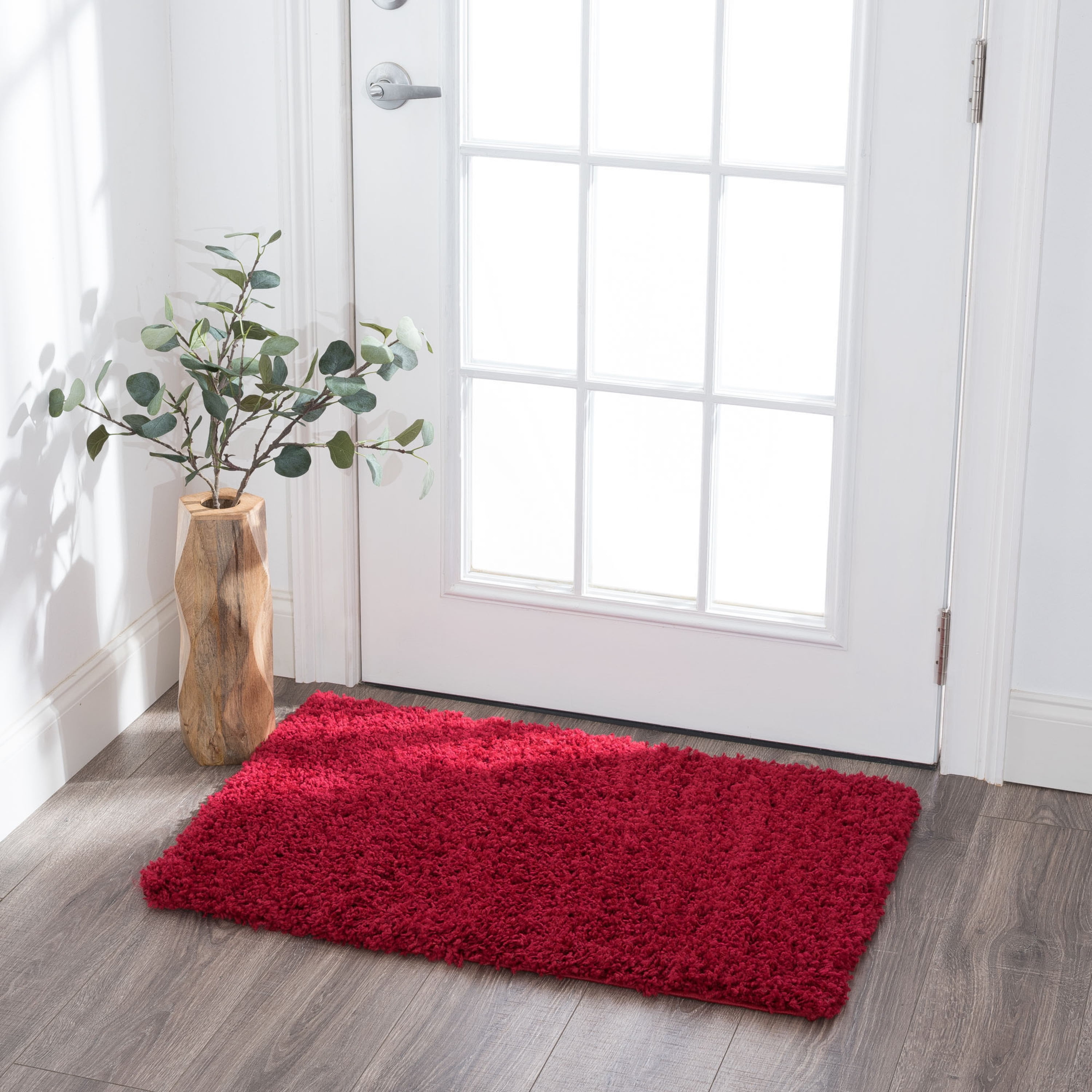 Transitional 2x3 Area Rug Shag Thick 2 X 3 Solid Red Indoor Scatter 
