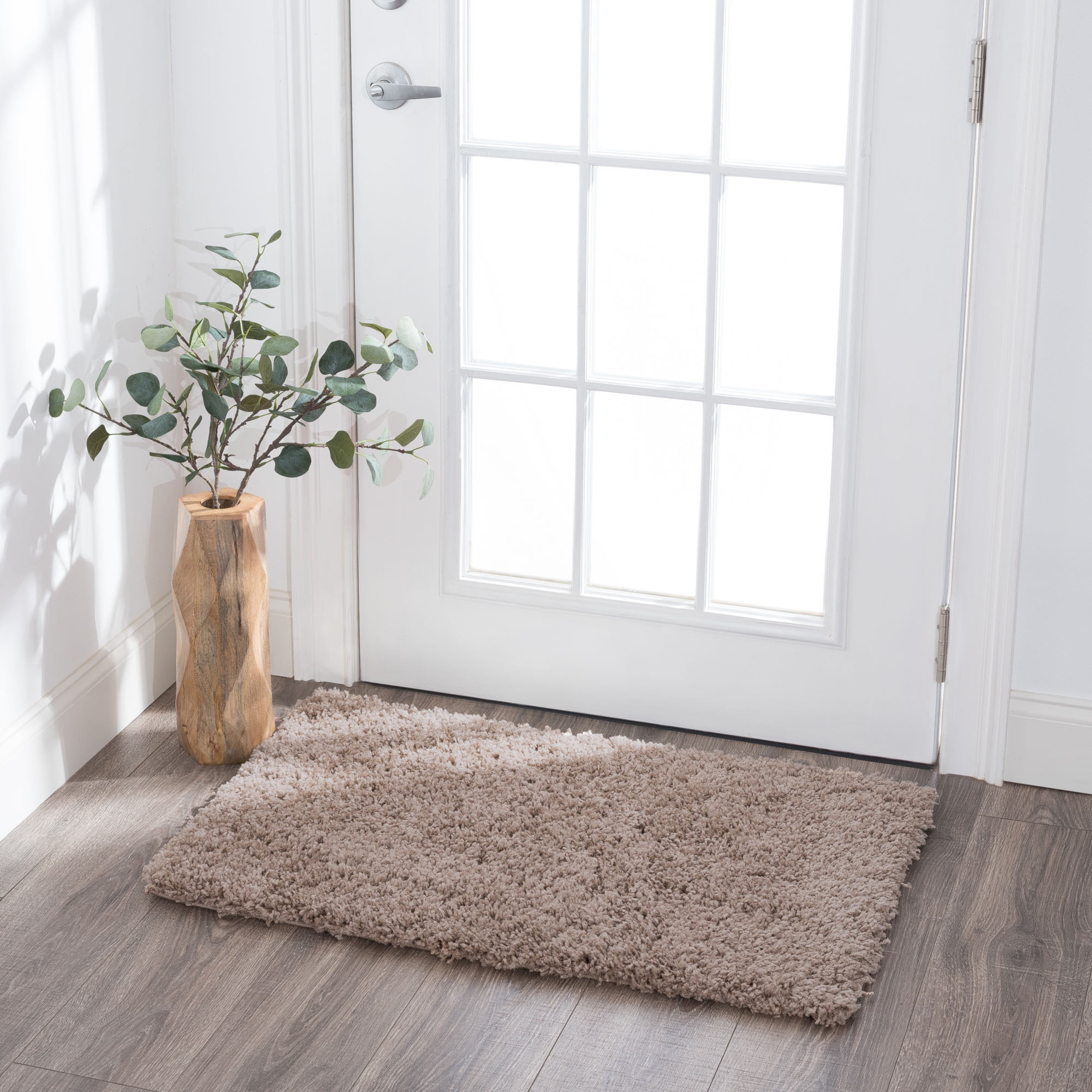 Transitional 2x3 Area Rug Shag Thick (2' x 3') Solid Tan Indoor Scatter Easy to Clean
