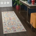 thumbnail image 1 of Transitional 2x8 Area Rug (2'2'' x 7'3'') Medallion Aqua, Pink Indoor Runner Easy to Clean, 1 of 9