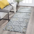 thumbnail image 1 of Transitional 2x8 Area Rug (2'3'' x 7'3'') Floral Dark Gray, Dark Gray Indoor Runner Easy to Clean, 1 of 8