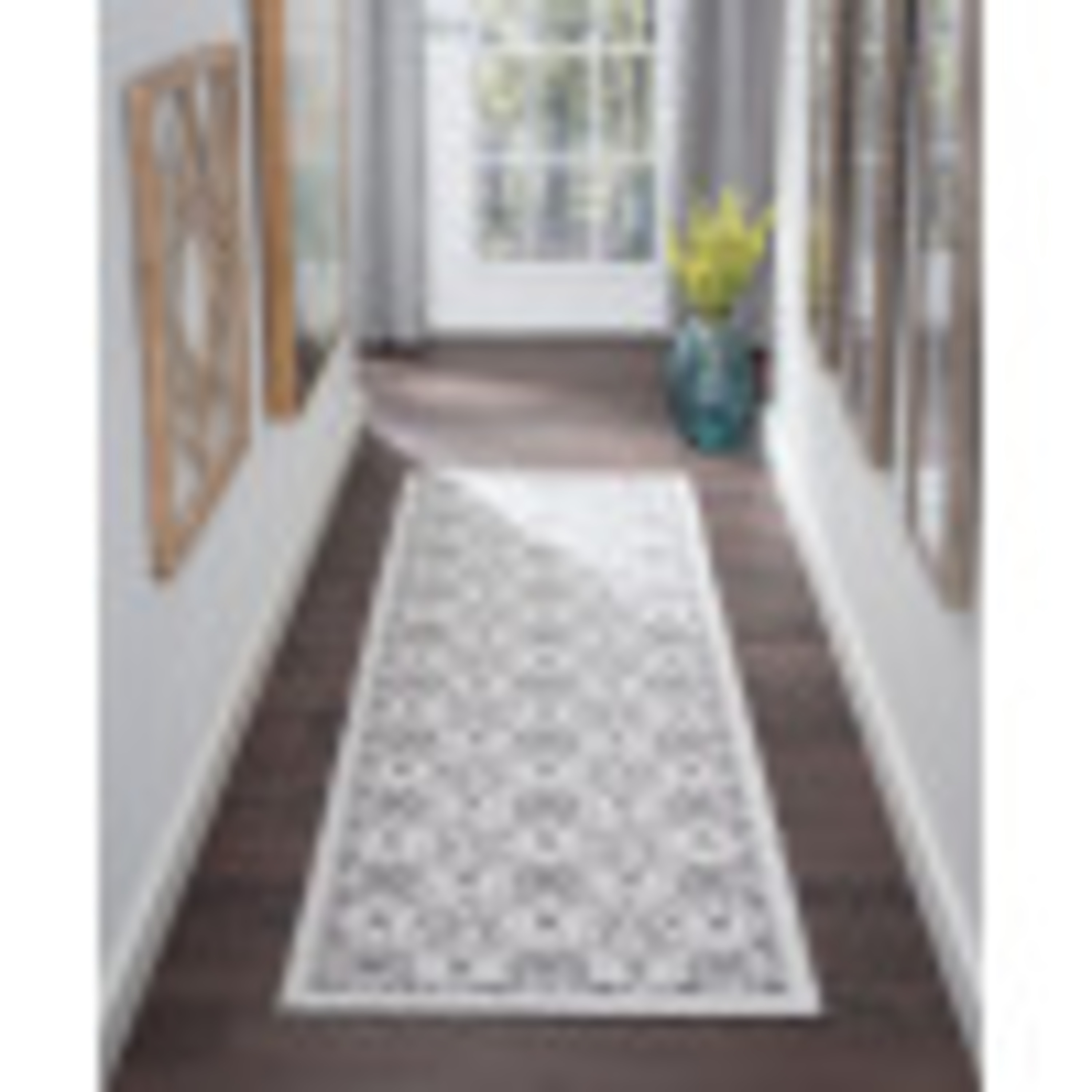 Transitional 2x8 Area Rug (2'3'' x 7'6'') Floral Ivory, Gray Indoor Runner Easy to Clean