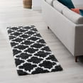 thumbnail image 1 of Transitional 2x8 Area Rug Shag Thick (2'3'' x 7'3'') Geometric Dark Gray, White Indoor Runner Easy to Clean, 1 of 9