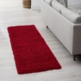thumbnail image 1 of Transitional 2x8 Area Rug Shag Thick (2'3'' x 7'3'') Solid Red Indoor Runner Easy to Clean, 1 of 9