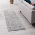 thumbnail image 1 of Jersey Shag Transitional Solid Silver Polypropylene Indoor Runner Rug, 2'x8' Rectangle, 1 of 9